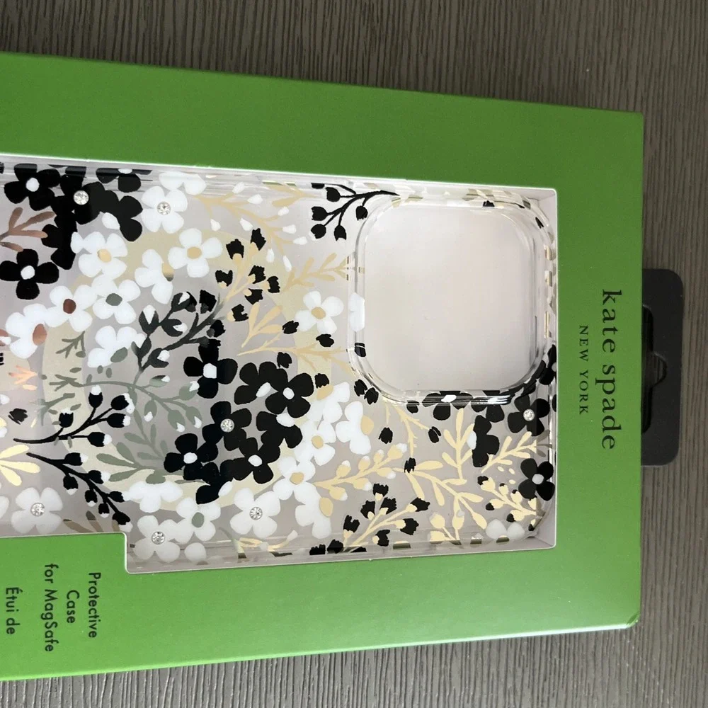 KATE SPADE Protective Case Magsafe For‎ IPHONE 15 PRO MAX Floral Silver Clear